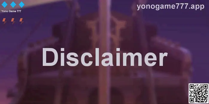 Official disclaimer notice for Yono Game 777, shown as a safety guidance banner for users in India